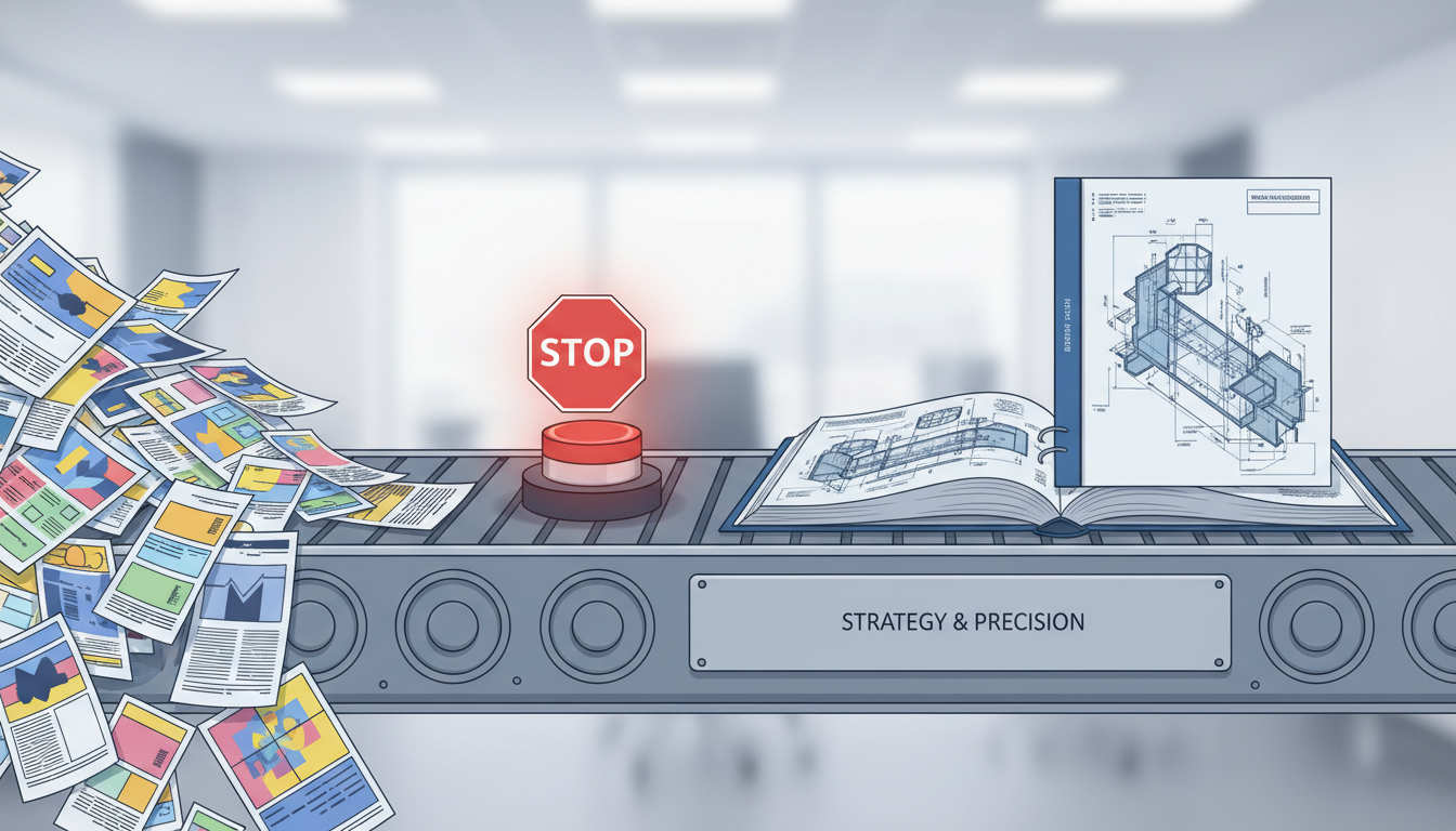 Illustration for Killing the high-volume content mill for dry technical guides